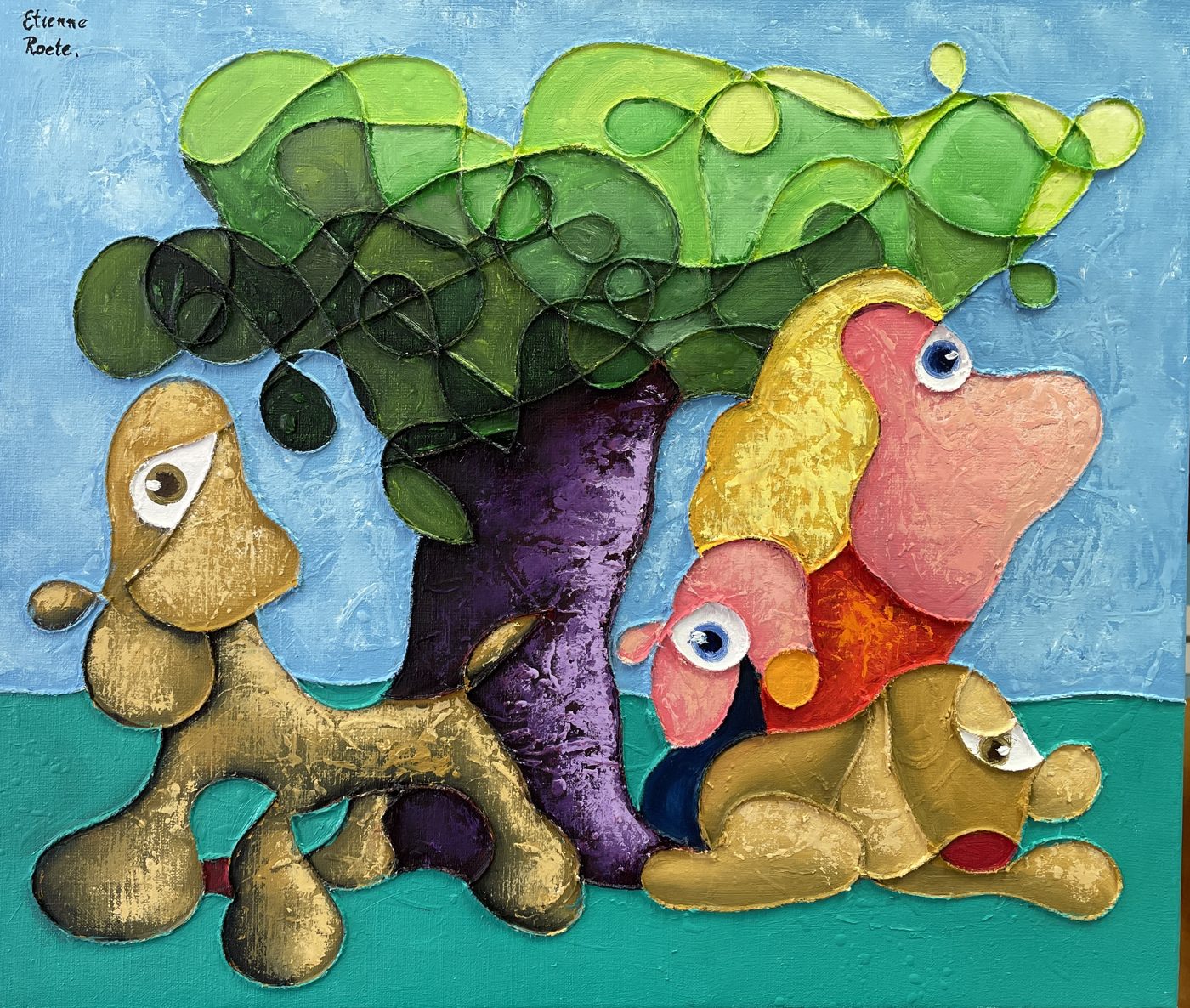 Wie laat Wie uit ? 60 x 70 — Roetisme, 60 x 70 door Etienne Roete