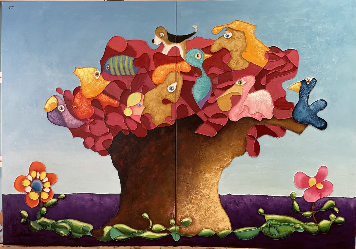 Boompje vol leven 200 x 140 — Roetisme, 200 x 140 door Etienne Roete