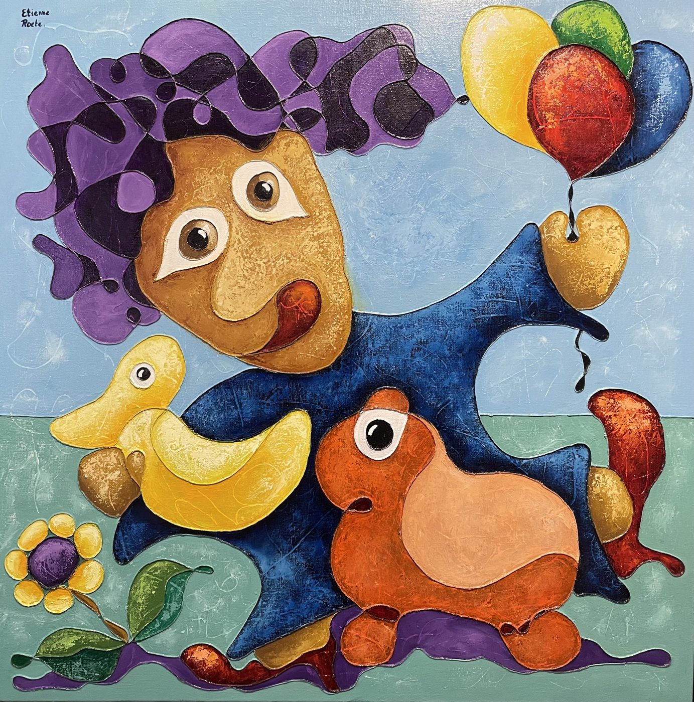 Spelend meisje — Roetisme, 100 x 100 door Etienne Roete