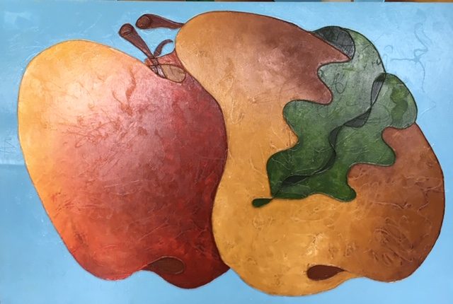 De Onmogelijke liefde tussen een appel en een peer ! — Roetisme, 81 x 122 door Etienne Roete